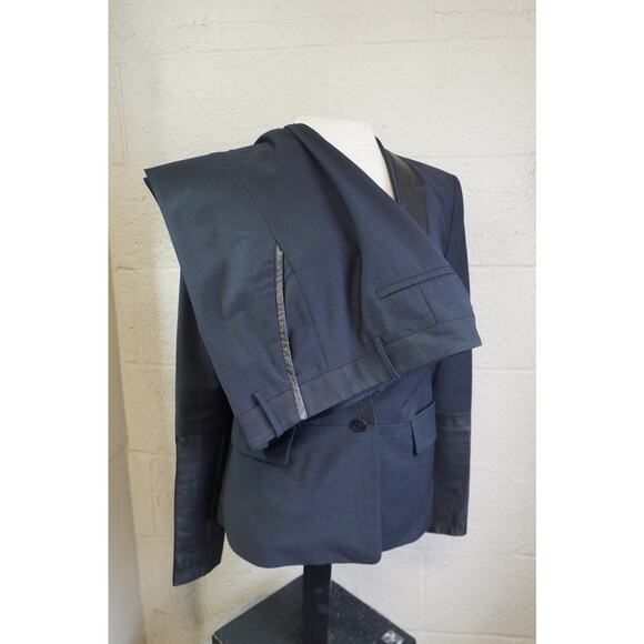 MAJE Women's Dulk Black Leather Trim Pant Suit size 38 Pants size 30 - Picture 2 of 13